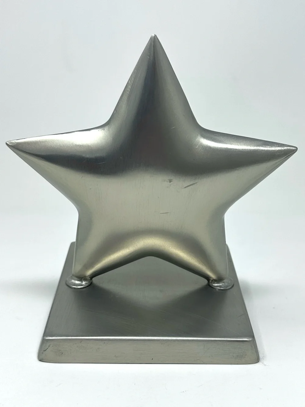 Crate & Barrel Brushed Silver Star Christmas Stocking Holder Hook Heavy Holiday